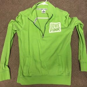PINK green quarter zip hoodie
